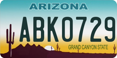 AZ license plate ABK0729
