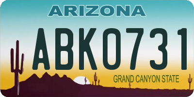 AZ license plate ABK0731