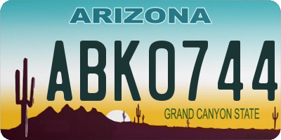 AZ license plate ABK0744