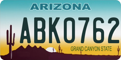 AZ license plate ABK0762