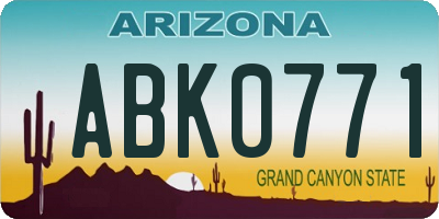 AZ license plate ABK0771