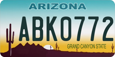 AZ license plate ABK0772