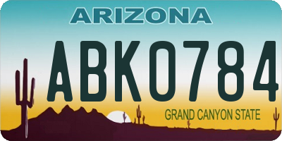 AZ license plate ABK0784