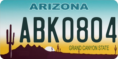 AZ license plate ABK0804