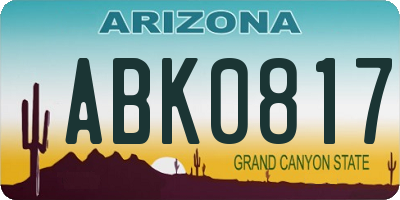 AZ license plate ABK0817