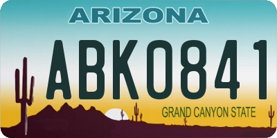 AZ license plate ABK0841