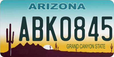 AZ license plate ABK0845