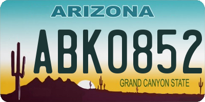 AZ license plate ABK0852