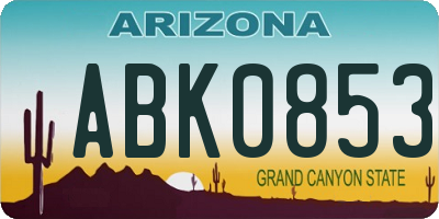 AZ license plate ABK0853