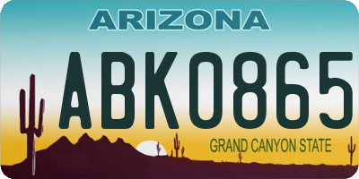 AZ license plate ABK0865