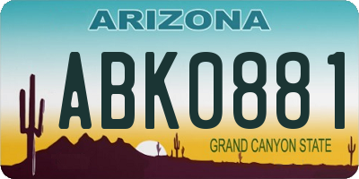 AZ license plate ABK0881