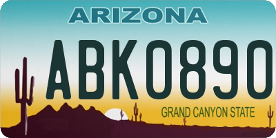 AZ license plate ABK0890