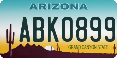 AZ license plate ABK0899