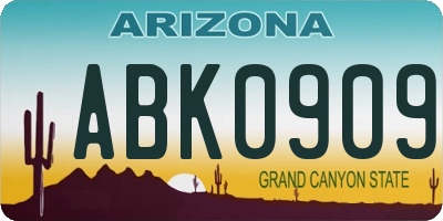 AZ license plate ABK0909