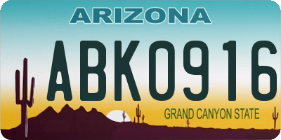 AZ license plate ABK0916