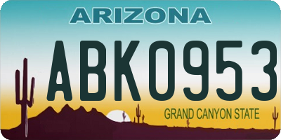 AZ license plate ABK0953