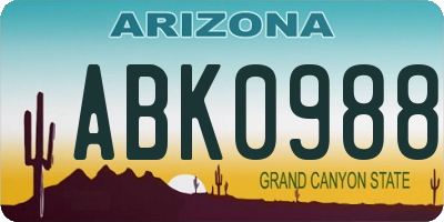 AZ license plate ABK0988