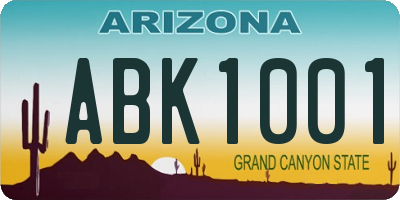 AZ license plate ABK1001