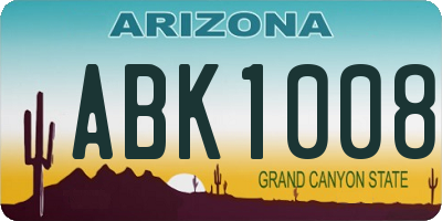 AZ license plate ABK1008