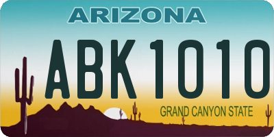 AZ license plate ABK1010