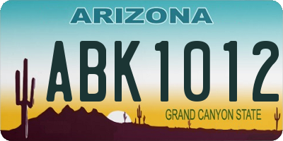 AZ license plate ABK1012