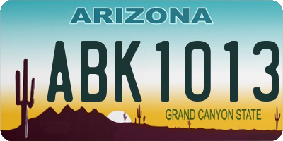 AZ license plate ABK1013