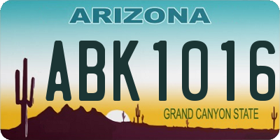AZ license plate ABK1016