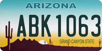 AZ license plate ABK1063