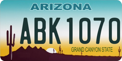 AZ license plate ABK1070