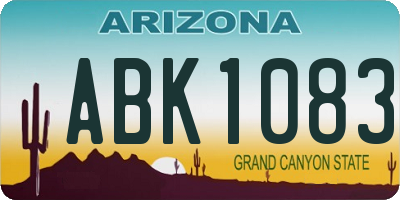AZ license plate ABK1083