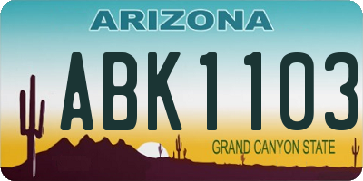 AZ license plate ABK1103