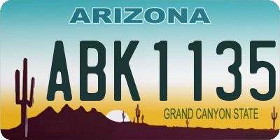 AZ license plate ABK1135