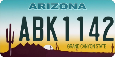 AZ license plate ABK1142