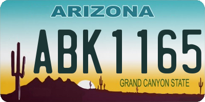 AZ license plate ABK1165