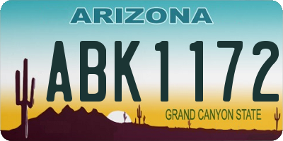AZ license plate ABK1172