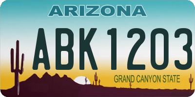 AZ license plate ABK1203