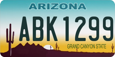 AZ license plate ABK1299