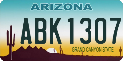 AZ license plate ABK1307