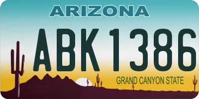 AZ license plate ABK1386