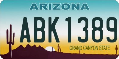 AZ license plate ABK1389