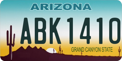 AZ license plate ABK1410