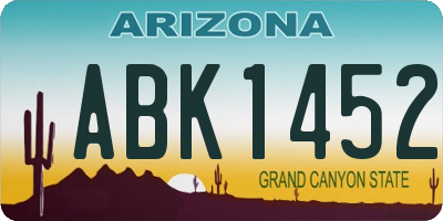 AZ license plate ABK1452