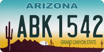 AZ license plate ABK1542