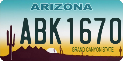 AZ license plate ABK1670