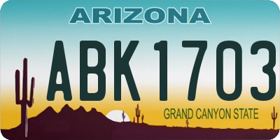 AZ license plate ABK1703