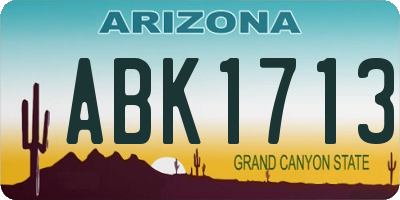 AZ license plate ABK1713