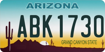AZ license plate ABK1730
