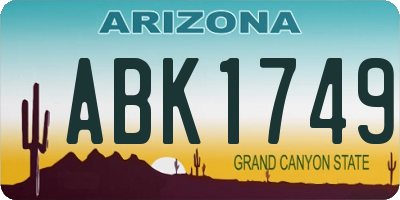 AZ license plate ABK1749