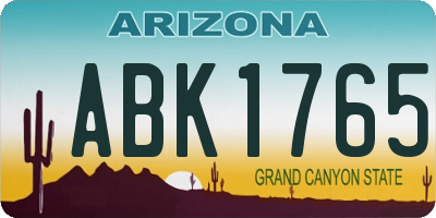 AZ license plate ABK1765