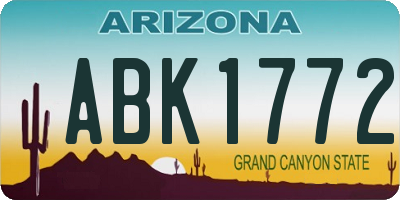 AZ license plate ABK1772